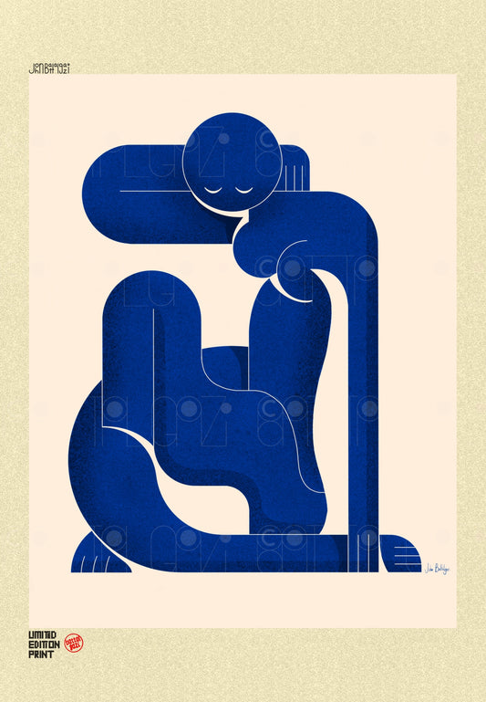 Geometric Blue Nude